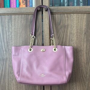 Coach Pink and Gold Shoulder Bag with Chain Details